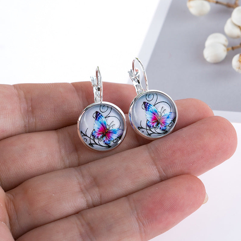 Wholesale Colorful Time Gem Moon Angel Earrings
