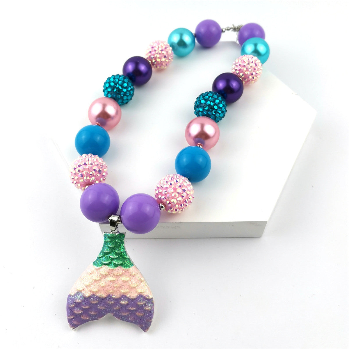 Wholesale Fishtail Color Pearl Mermaid Alloy Acrylic Necklaces