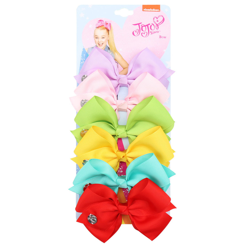 Wholesale 5-inch  bow hairpin set 6-color one-card children' s hairpin headdress