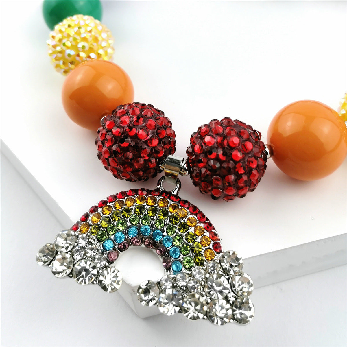 Wholesale Alloy Rainbow Pendant Beaded Necklaces
