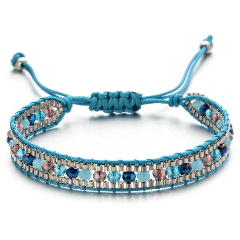 Wholesale Handwoven Vintage Ethnic Style Diamond Bracelet