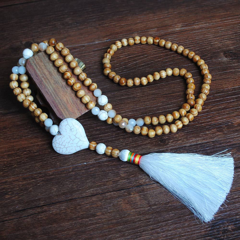 Wholesale Vintage Artistic Beach Bohemian Dress Accessories Wooden Beads Tassel Pentagonal Stars Butterfly Long Necklace