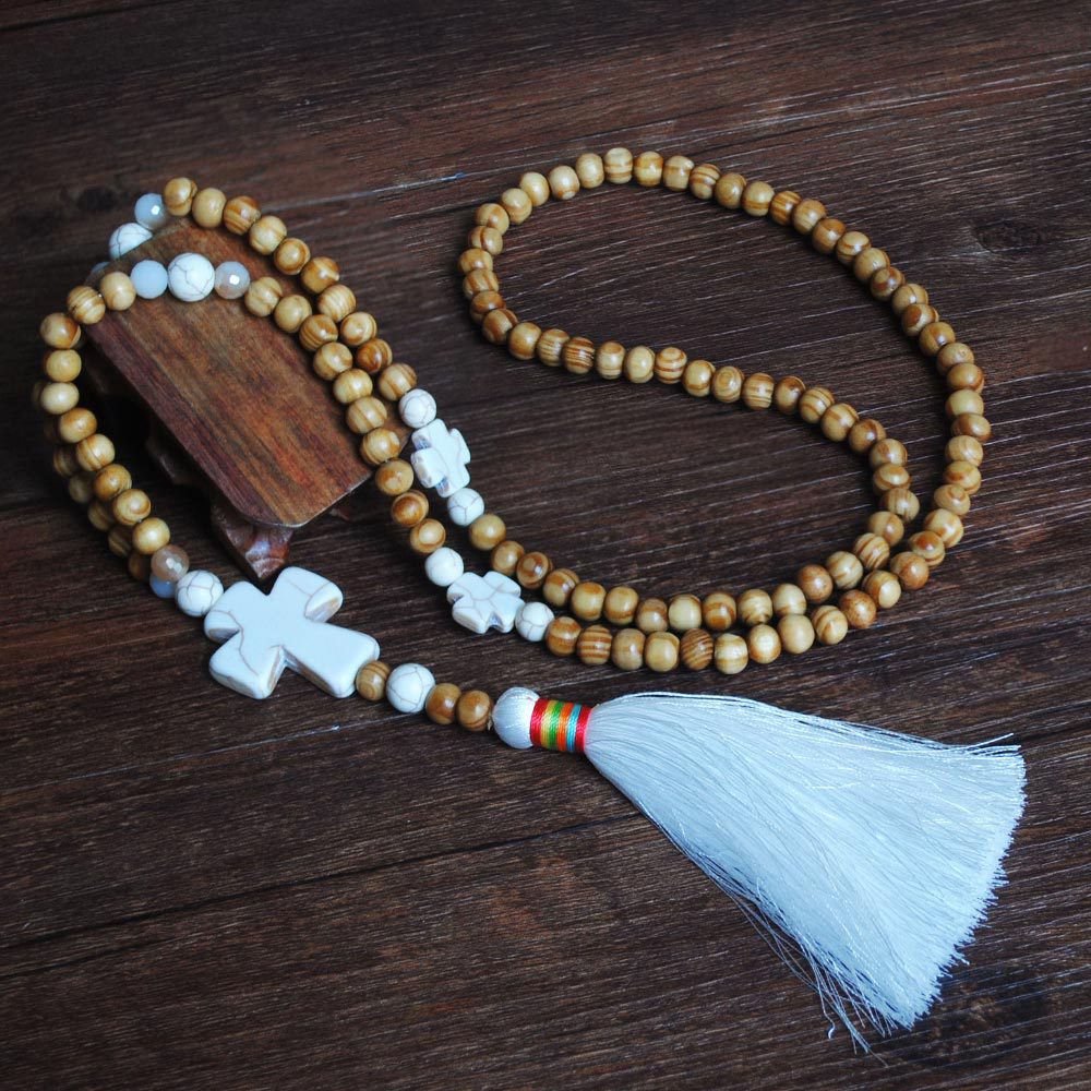 Wholesale Vintage Artistic Beach Bohemian Dress Accessories Wooden Beads Tassel Pentagonal Stars Butterfly Long Necklace