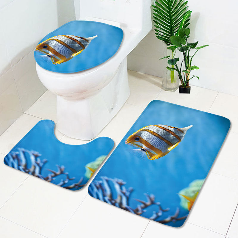 Wholesale Sea World Toilet Set Three-piece Bath Kitchen Non-slip Carpet