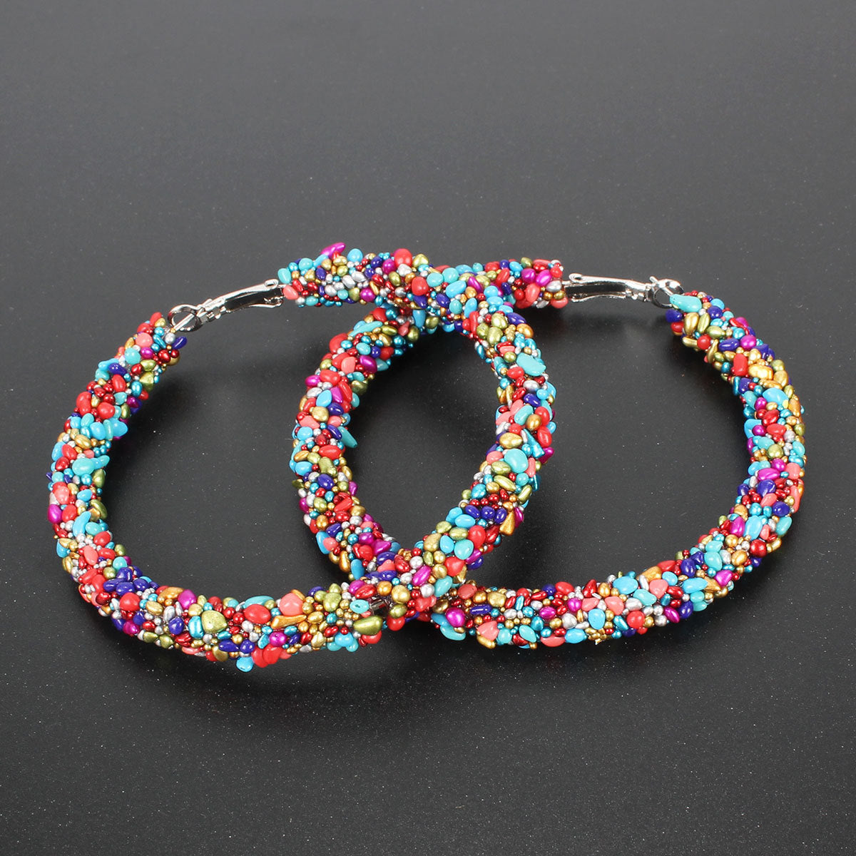 Wholesale Simple Original Stone Large Hoop Earrings
