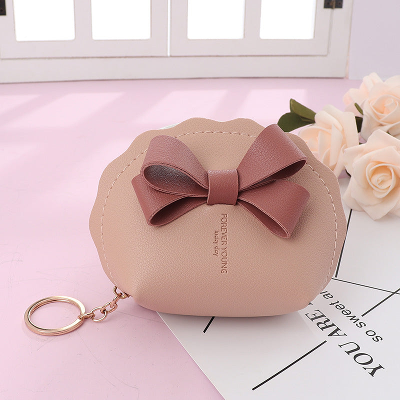 Wholesale Bowknot PU Leather Mini Wallet Portable Coin Bag Keychain