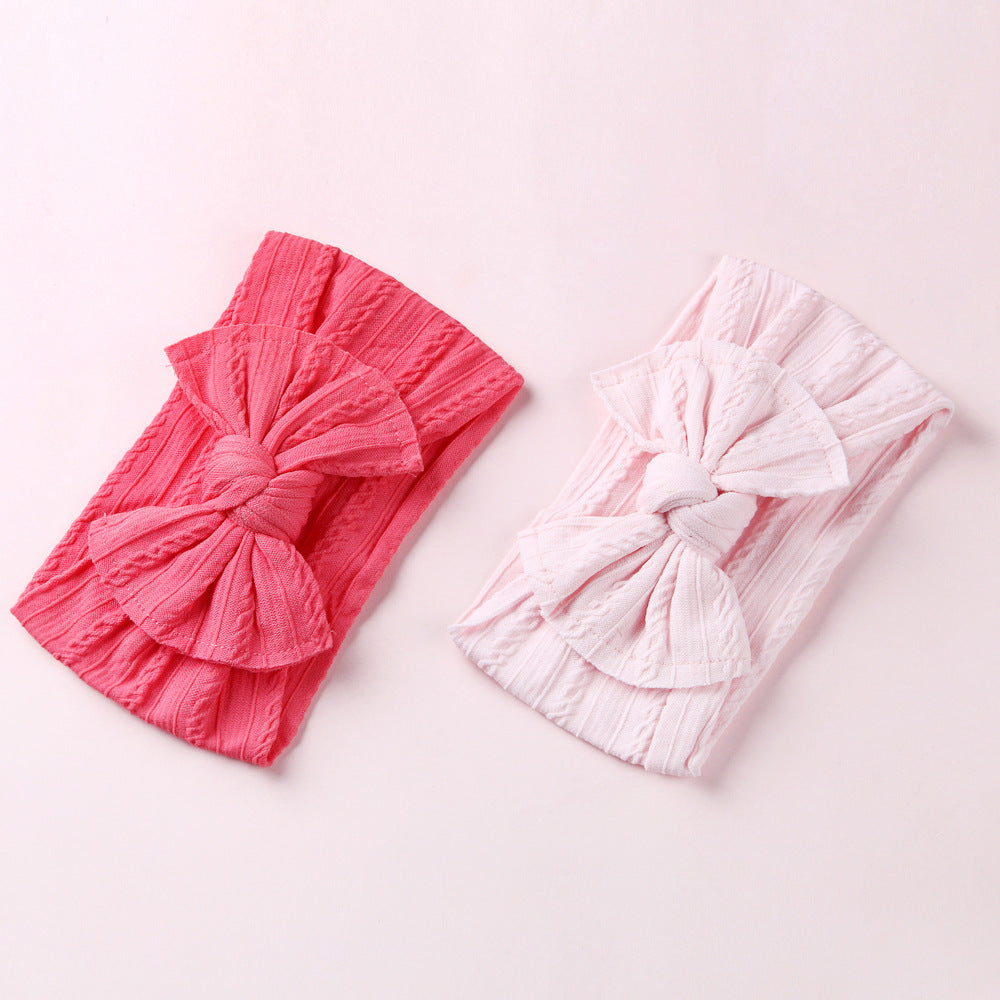 Wholesale Nylon baby elastic jacquard wide bow headband