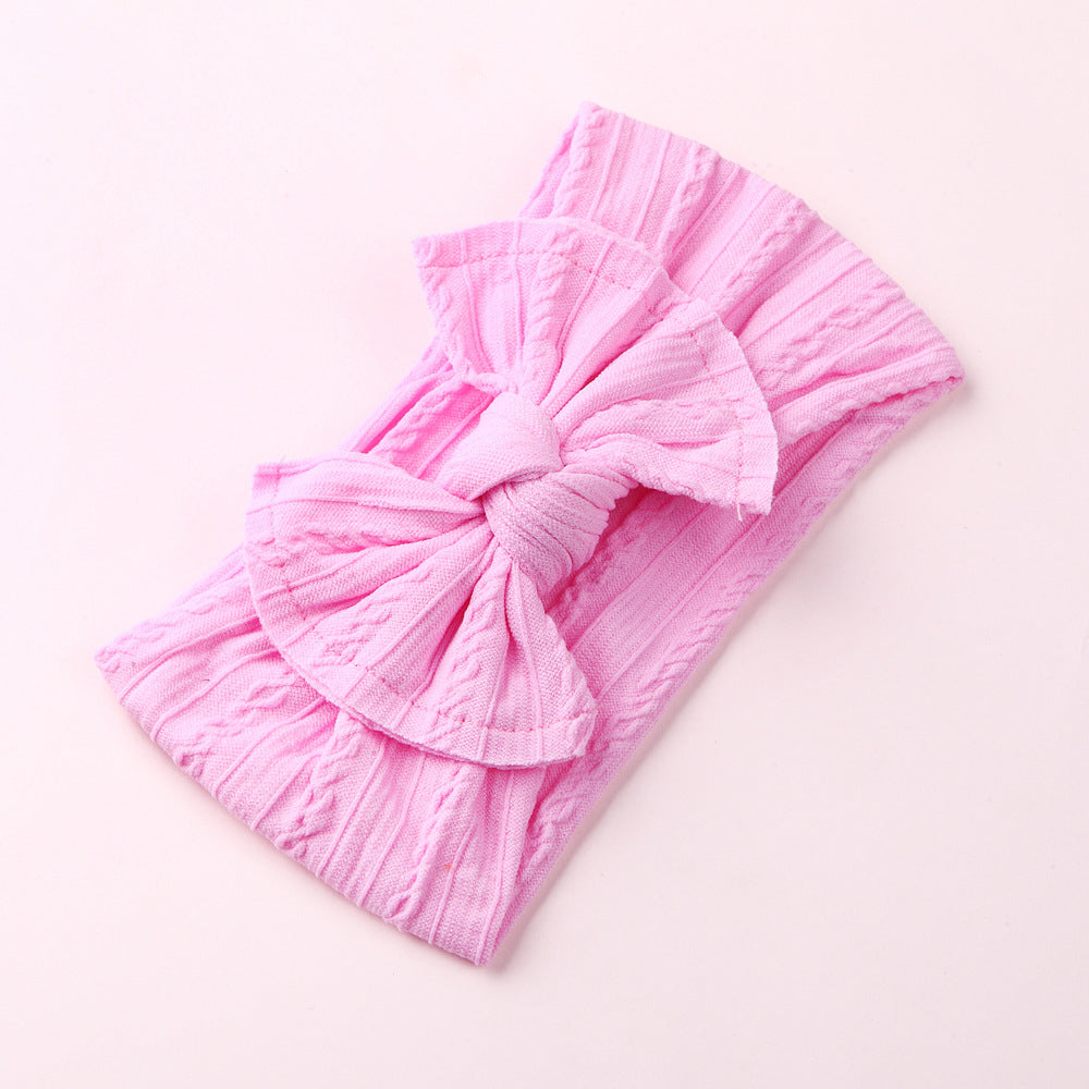 Wholesale Nylon baby elastic jacquard wide bow headband