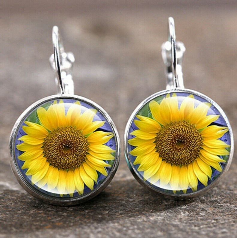 Wholesale Colorful Time Gem Moon Angel Earrings