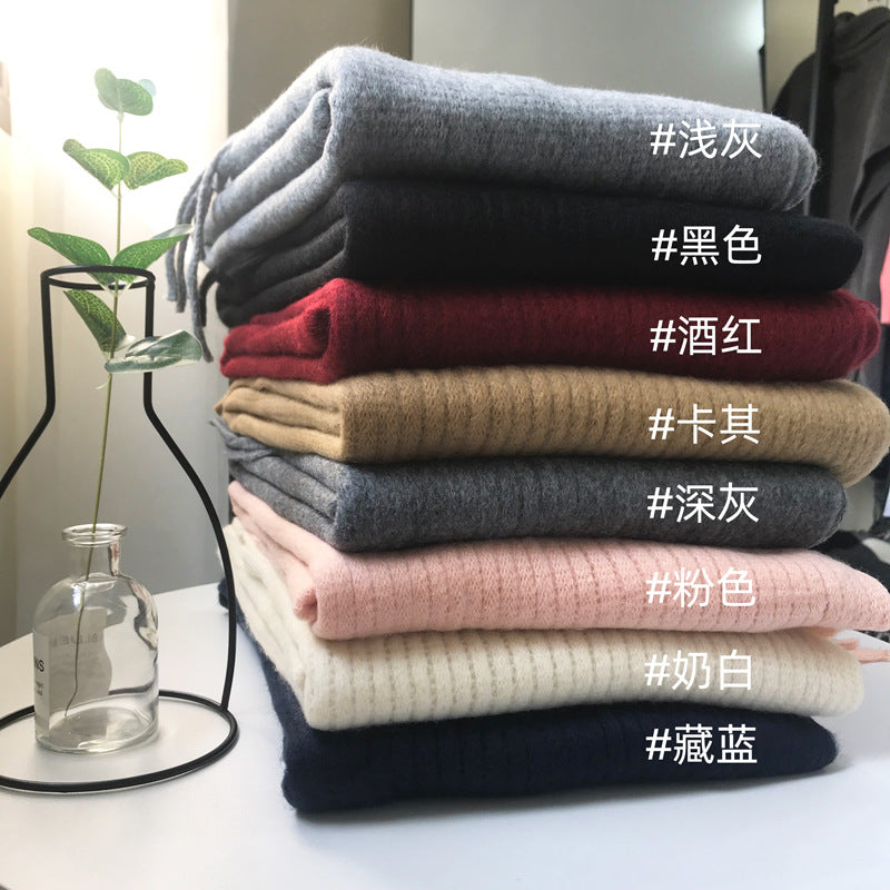 Wholesale Polyester Solid Color Tassel Extended Scarf