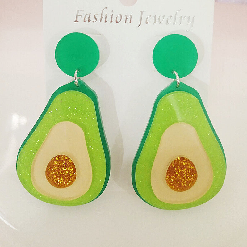 Wholesale Avocado Exaggerated Acrylic Earrings