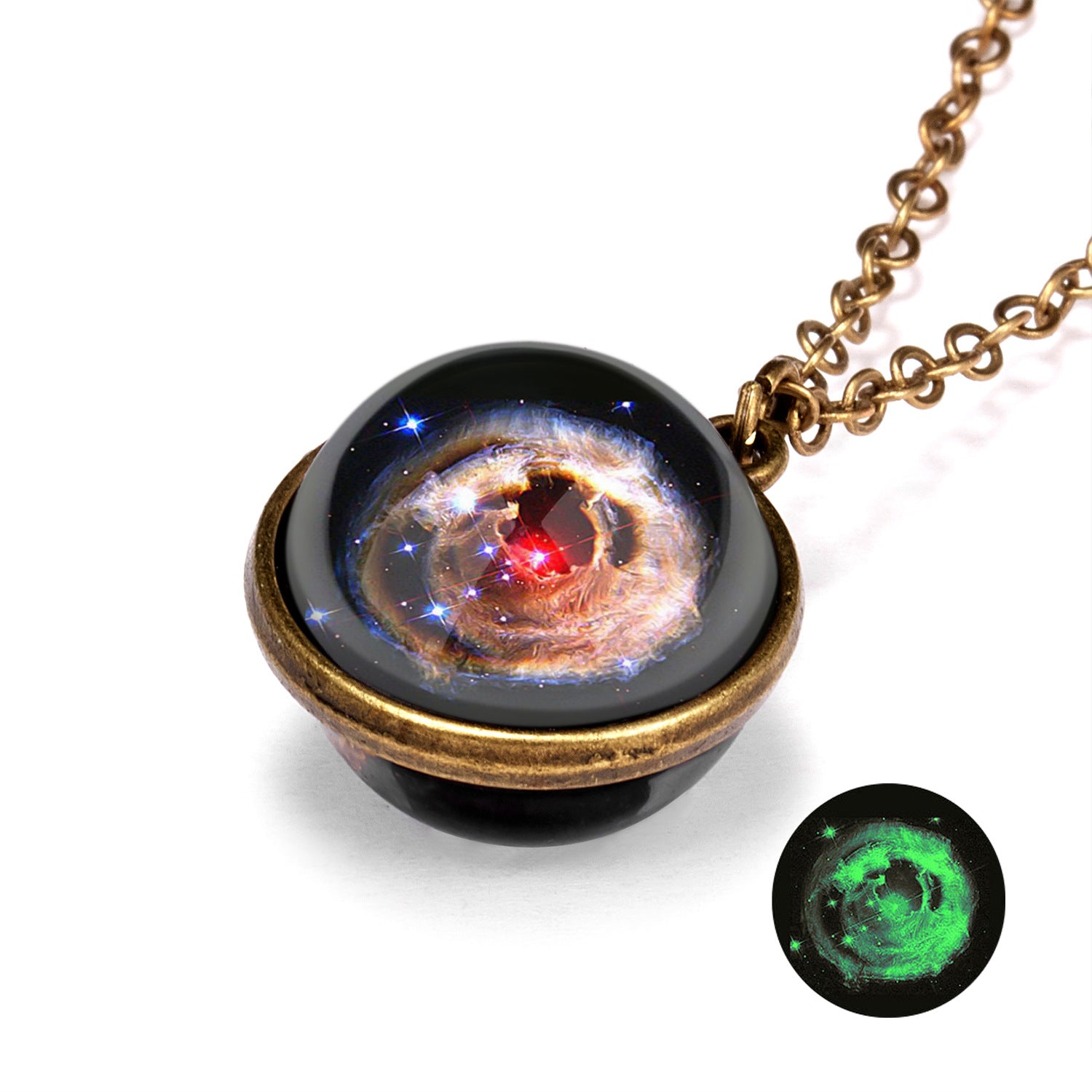 Wholesale Galaxy Nebula Universe Luminous Double sided Starry Sky Necklace