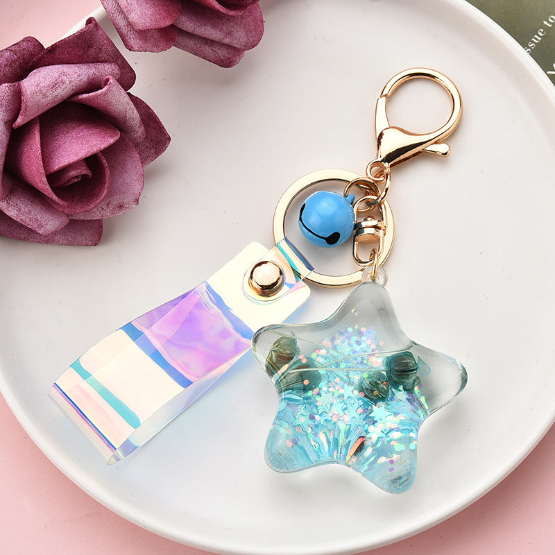 Wholesale Quicksand Glitter Acrylic Starfish Shell Keychain