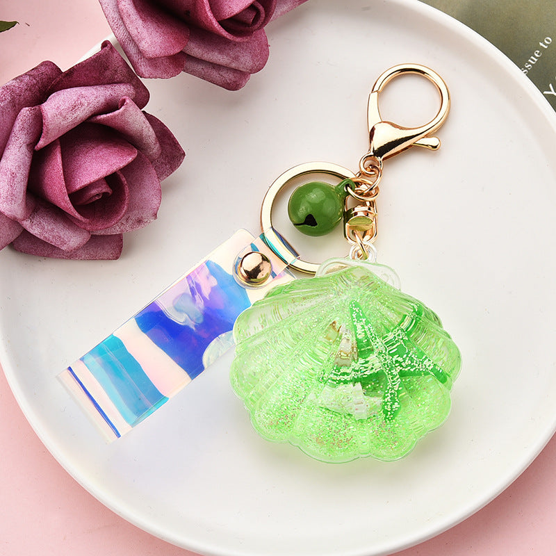 Wholesale Quicksand Glitter Acrylic Starfish Shell Keychain