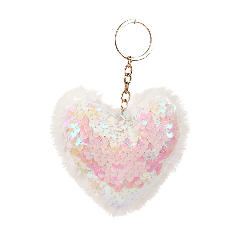 Wholesale Colorful Sequins Love Hair Ball Keychain