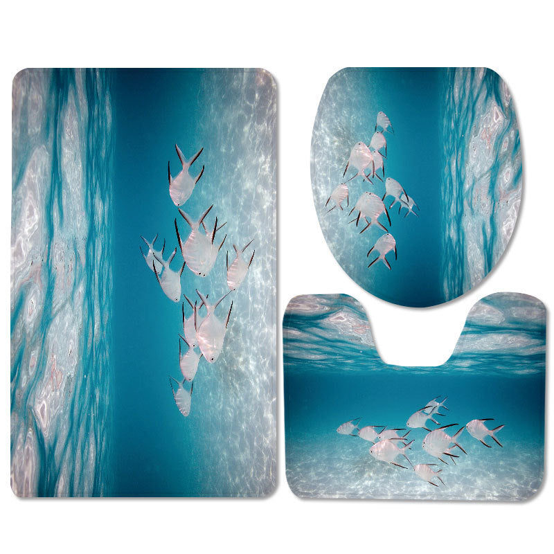 Wholesale Sea World Toilet Set Three-piece Bath Kitchen Non-slip Carpet