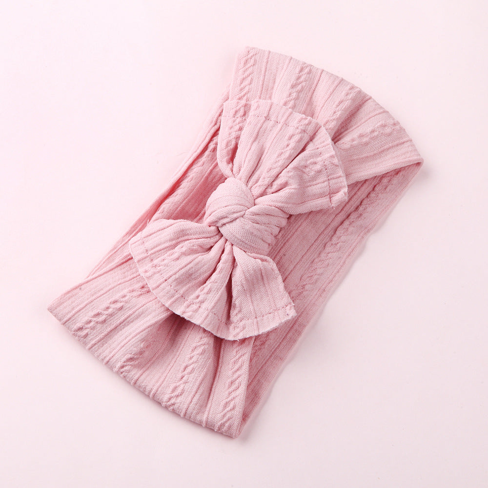 Wholesale Nylon baby elastic jacquard wide bow headband