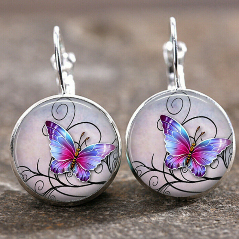 Wholesale Colorful Time Gem Moon Angel Earrings