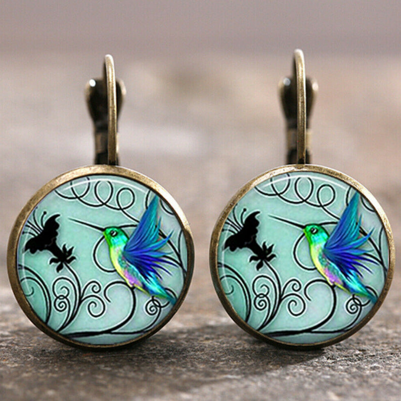 Wholesale Colorful Time Gem Moon Angel Earrings