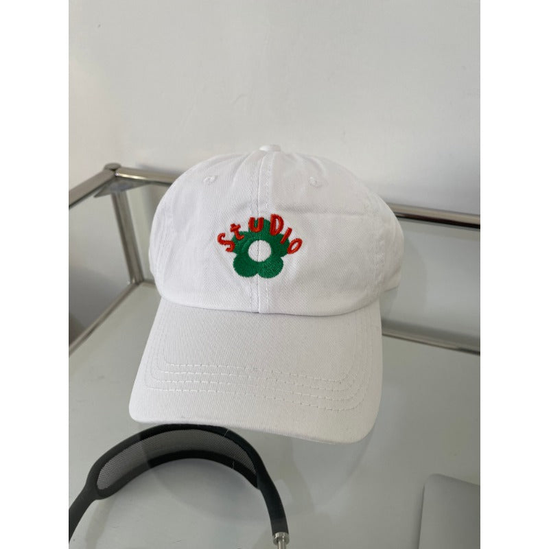 Wholesale Contrast Color Small Flower STUDIO Embroidery Soft Top Baseball Cap