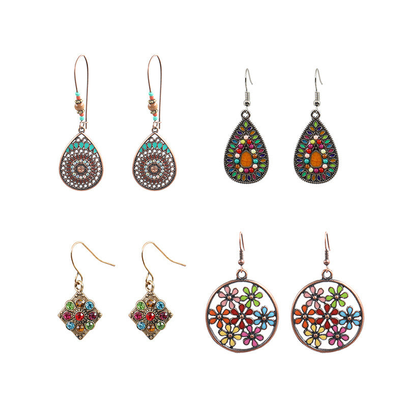 Wholesale Water Drop Alloy Set Earrings