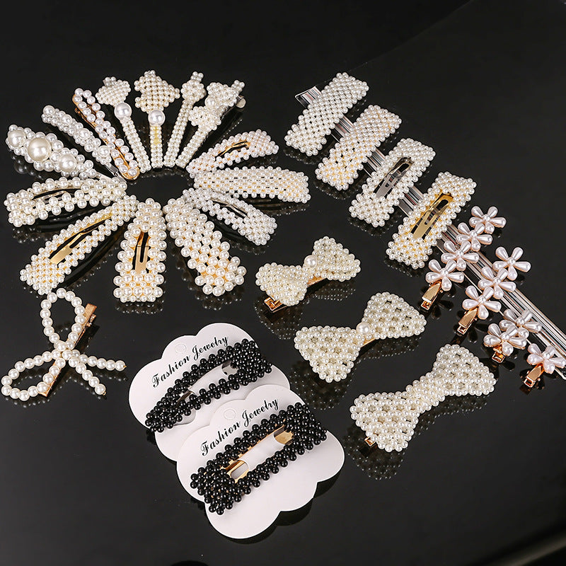 Wholesale Love Pearl Bow Line Hair Clips