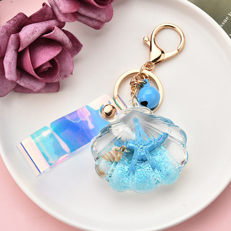 Wholesale Quicksand Glitter Acrylic Starfish Shell Keychain