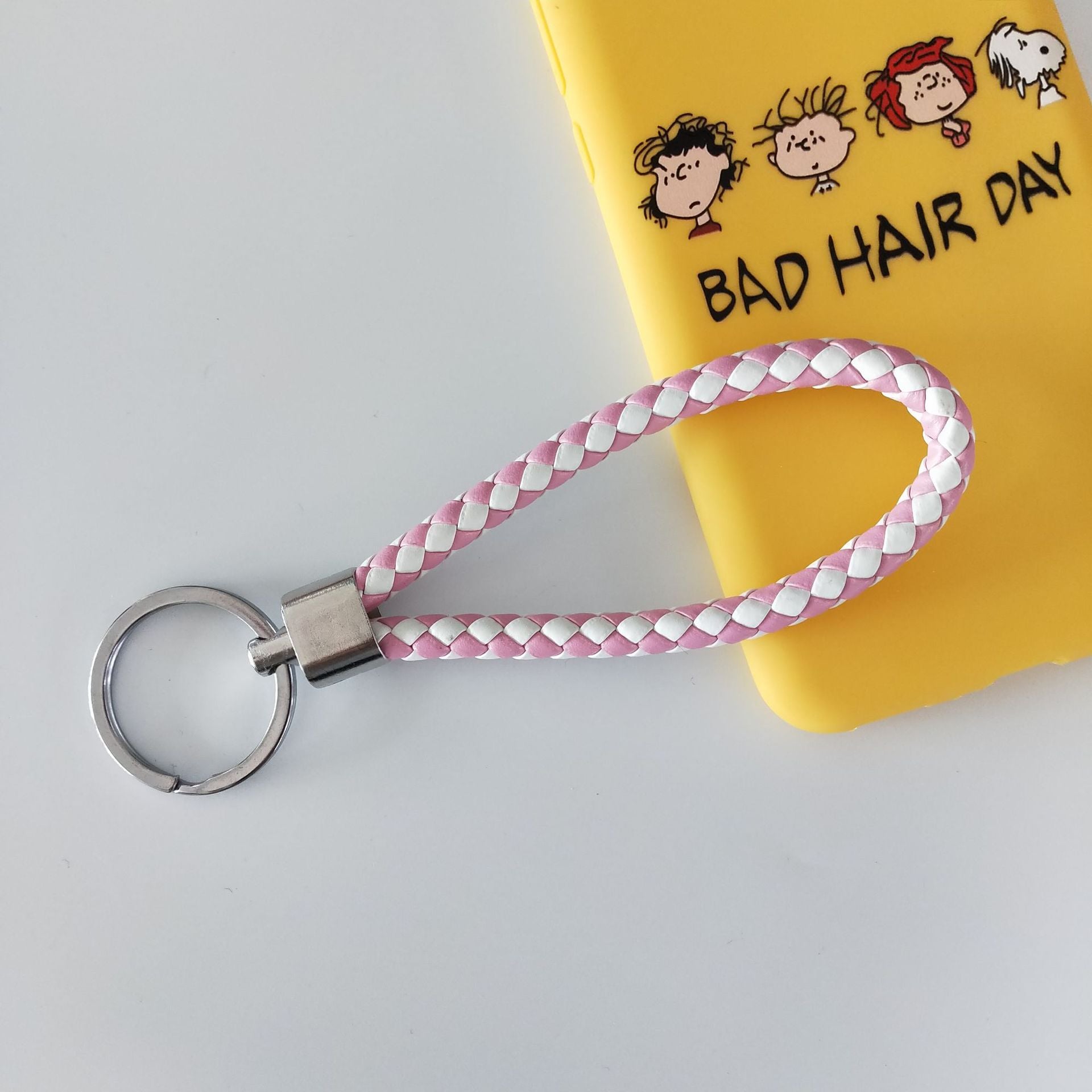 Wholesale Braided Color Leather Rope Keychain