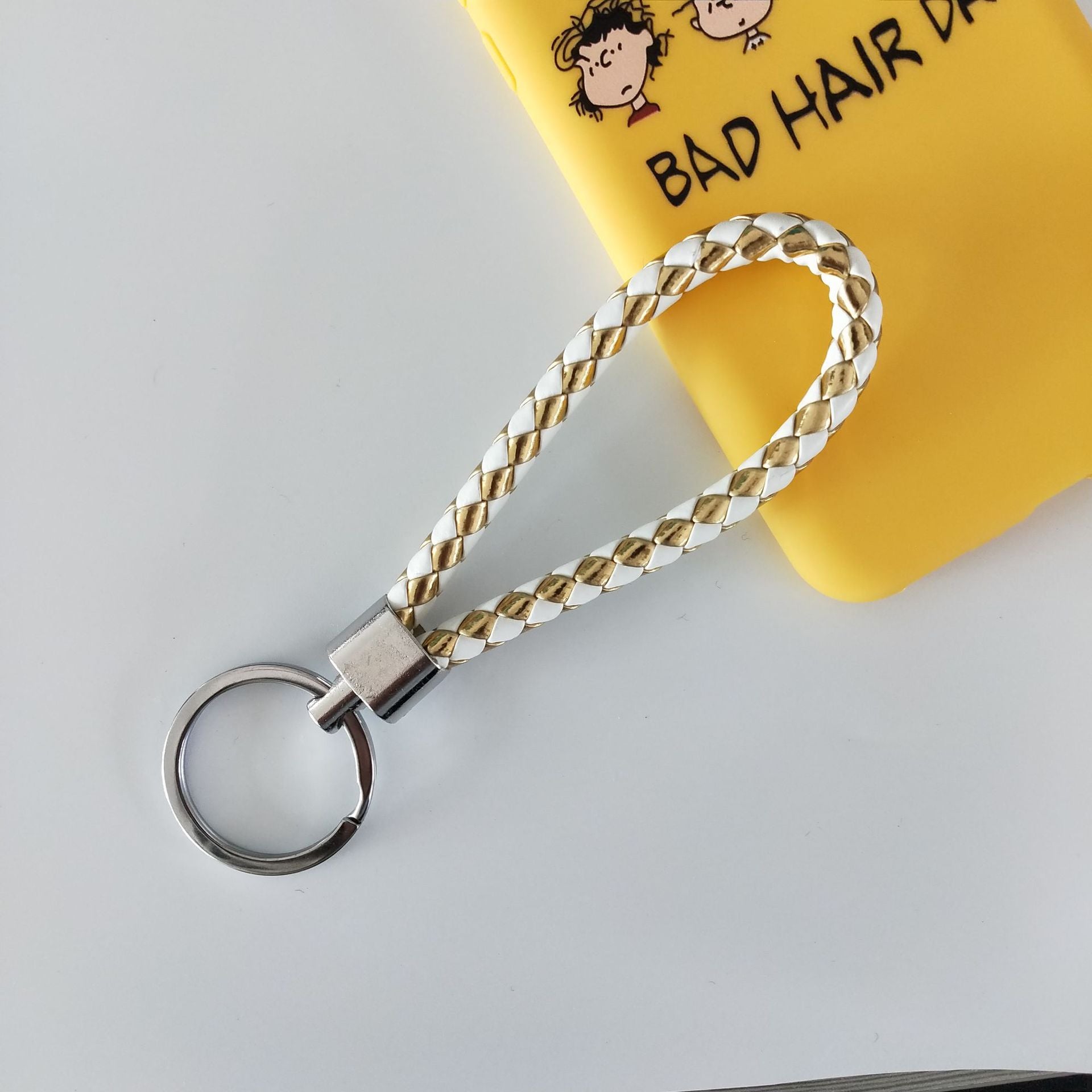 Wholesale Braided Color Leather Rope Keychain