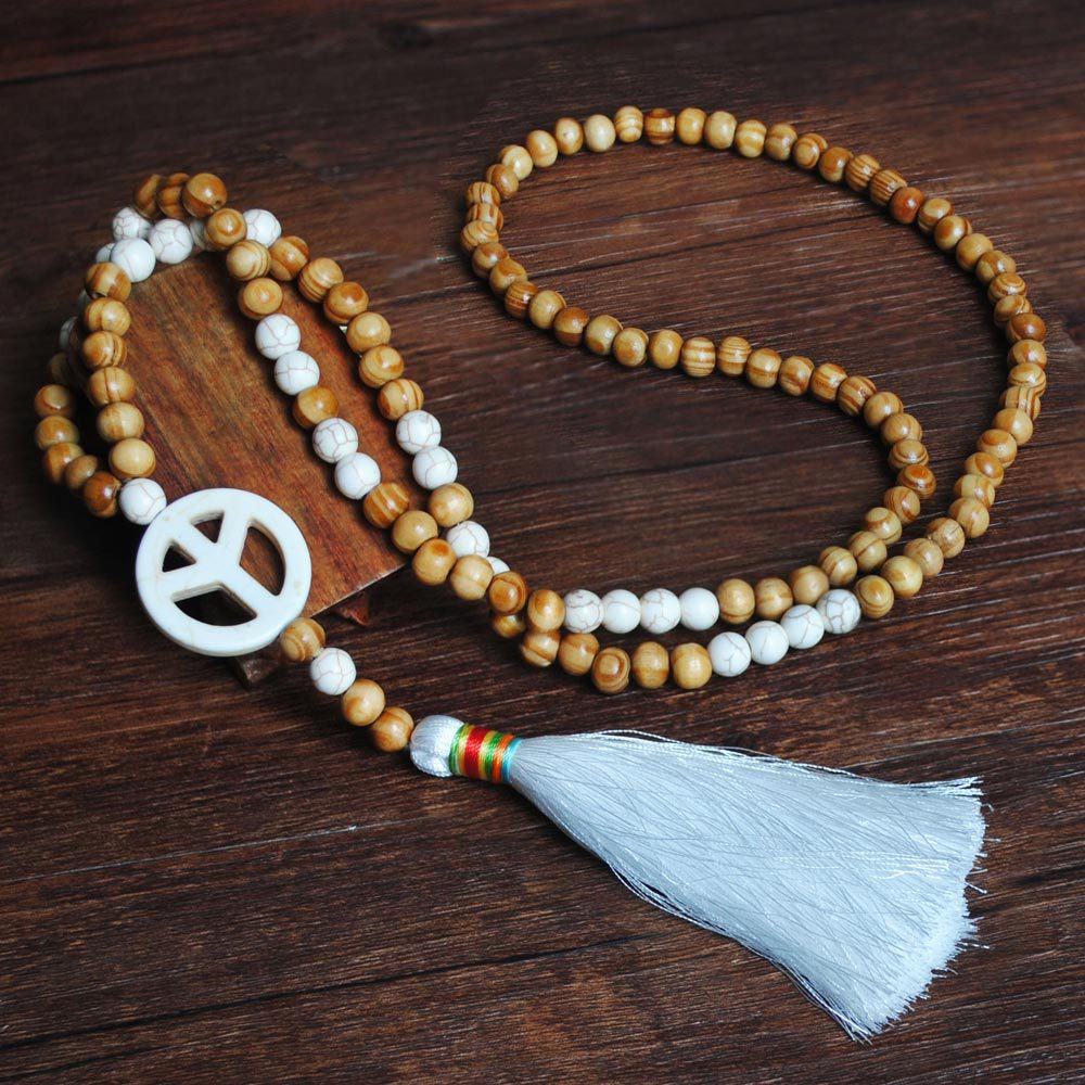 Wholesale Vintage Artistic Beach Bohemian Dress Accessories Wooden Beads Tassel Pentagonal Stars Butterfly Long Necklace