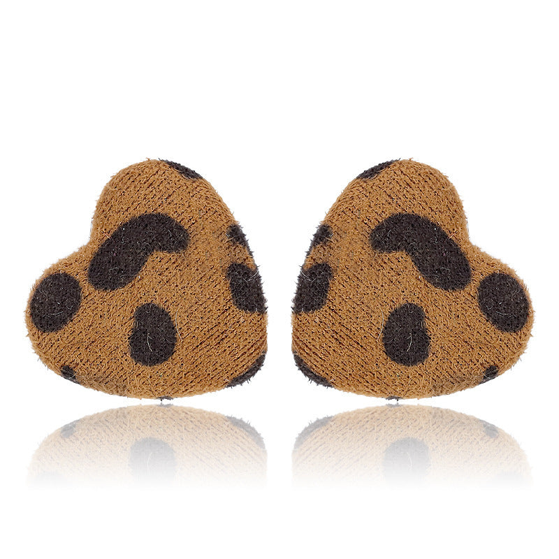Wholesale Furball Earrings Leopard Print Stud Earrings