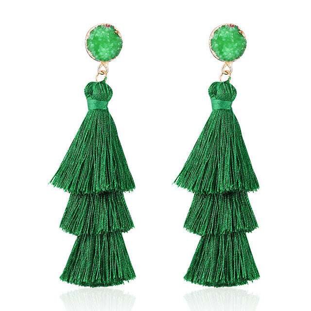 Wholesale Christmas Tassel Bell Long Earrings Hand Woven Alloy Women Jewelry Accessory Gift Boutique