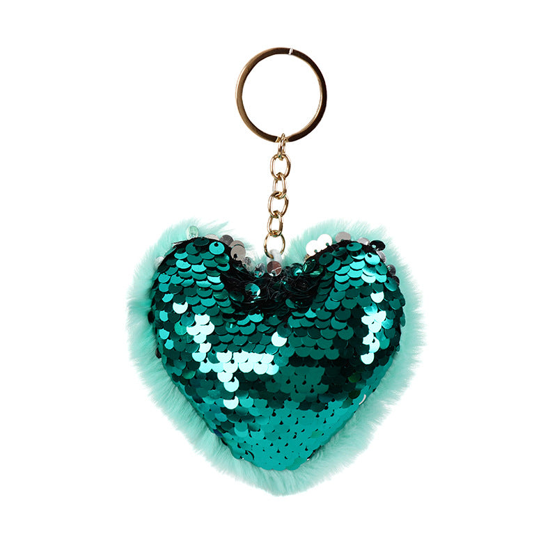 Wholesale Colorful Sequins Love Hair Ball Keychain