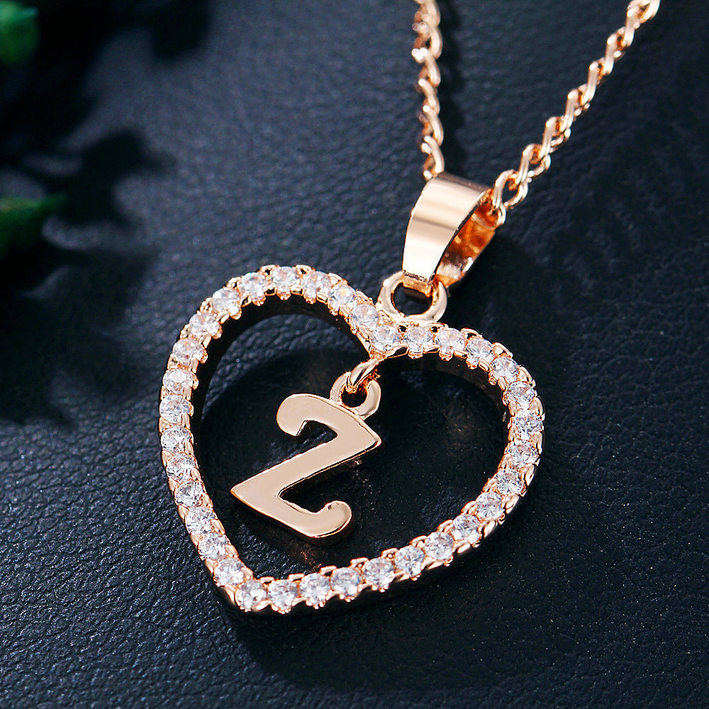 Wholesale 26 letter zircon heart-shaped pendant necklace