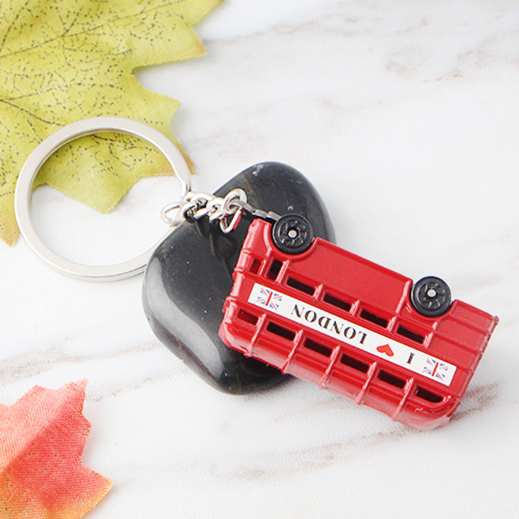 Wholesale Red Bus Postbox Telephone booth Zinc Alloy Keychain