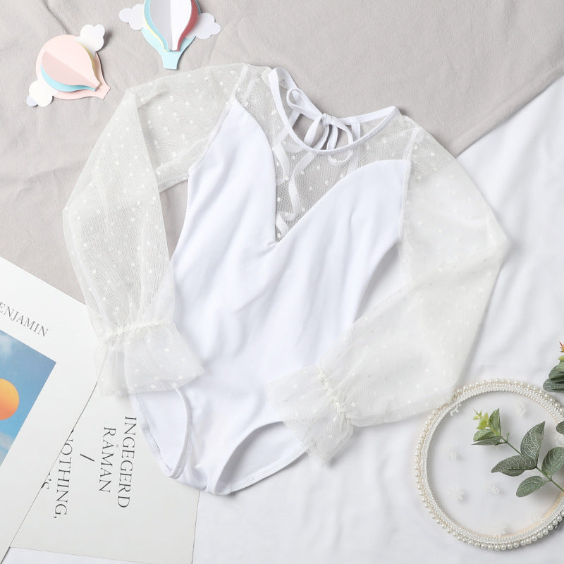 Wholesale Kids Long Sleeve Sunscreen Siamese Triangle Princess Swimwear