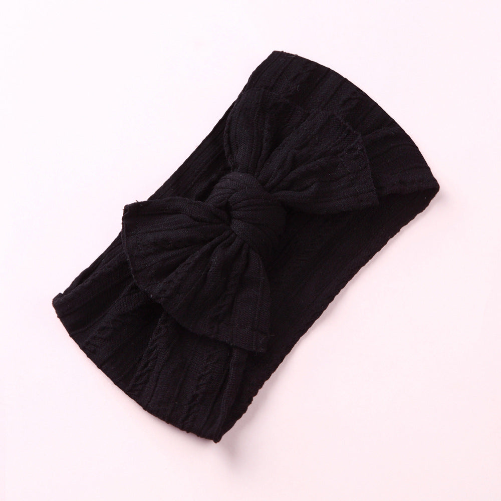 Wholesale Nylon baby elastic jacquard wide bow headband