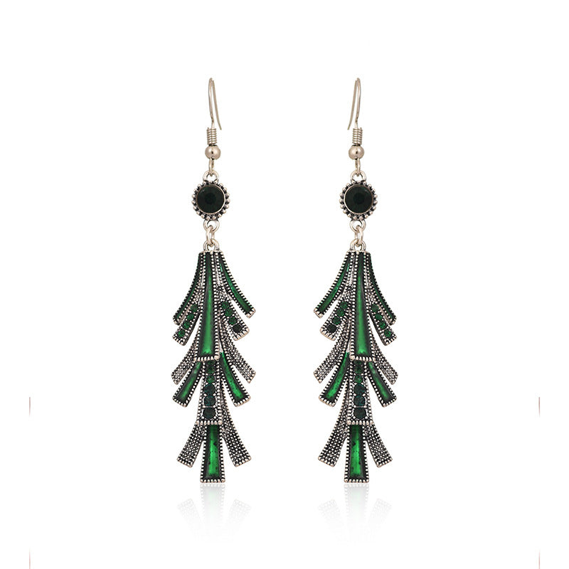 Wholesale Chinese Style Long Alloy Tassel Oil Drop Cold Style Retro Earrings