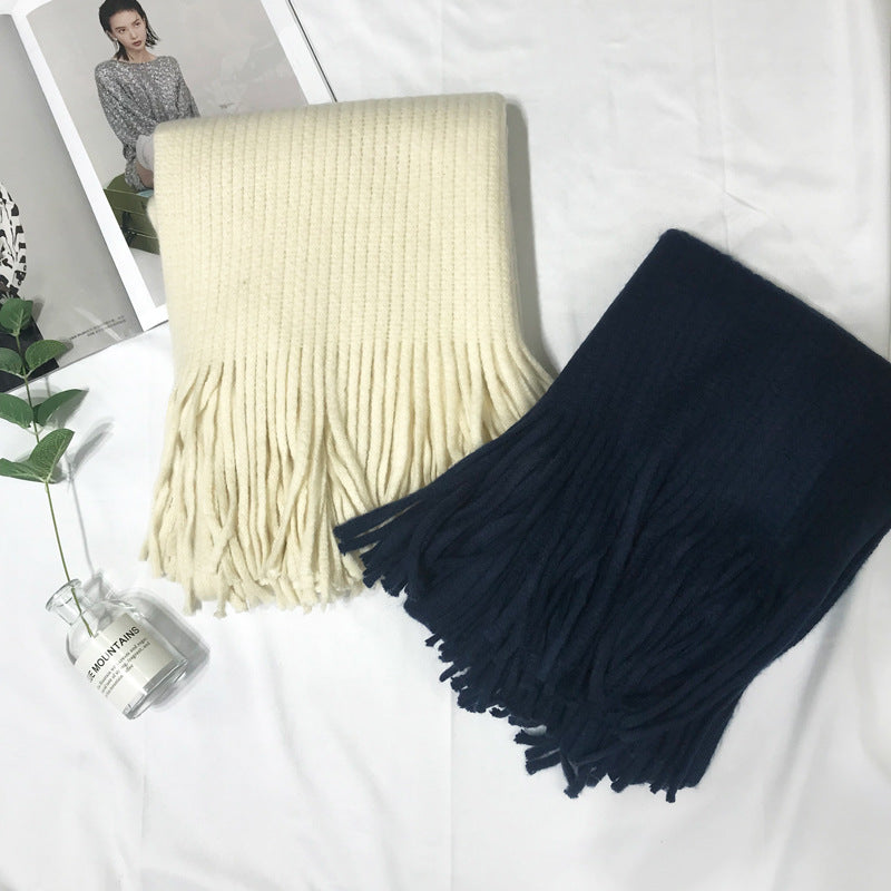 Wholesale Polyester Solid Color Tassel Extended Scarf