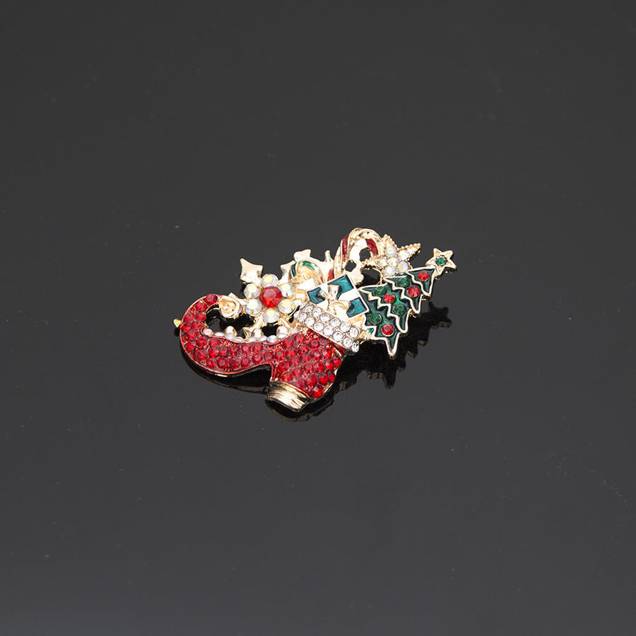 Wholesale Christmas Series Diamond Christmas Boots Clothing Accessories Brooch