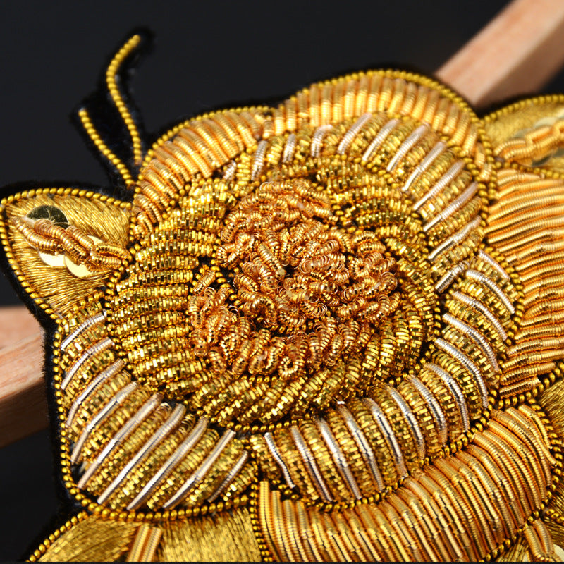 Wholesale DIY Hand Embroidered Indian Silk Cloth Patch Rose Flower Hat Clothing Accessories