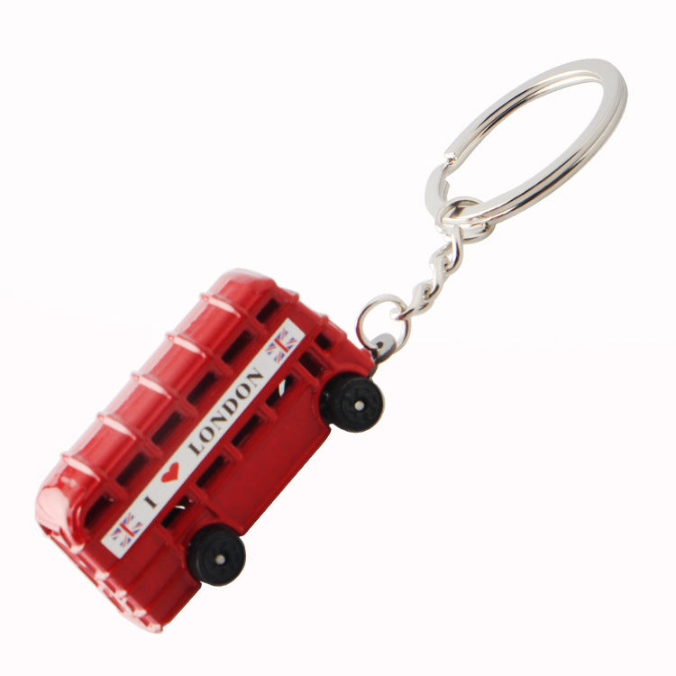Wholesale Red Bus Postbox Telephone booth Zinc Alloy Keychain