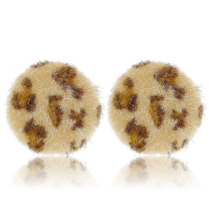 Wholesale Furball Earrings Leopard Print Stud Earrings