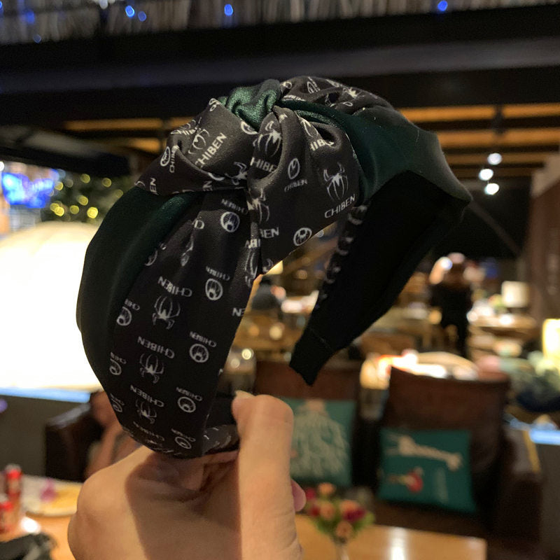 Wholesale Middle Knot Hair with Wide Edge Red Green Contrasting Fabric Headband