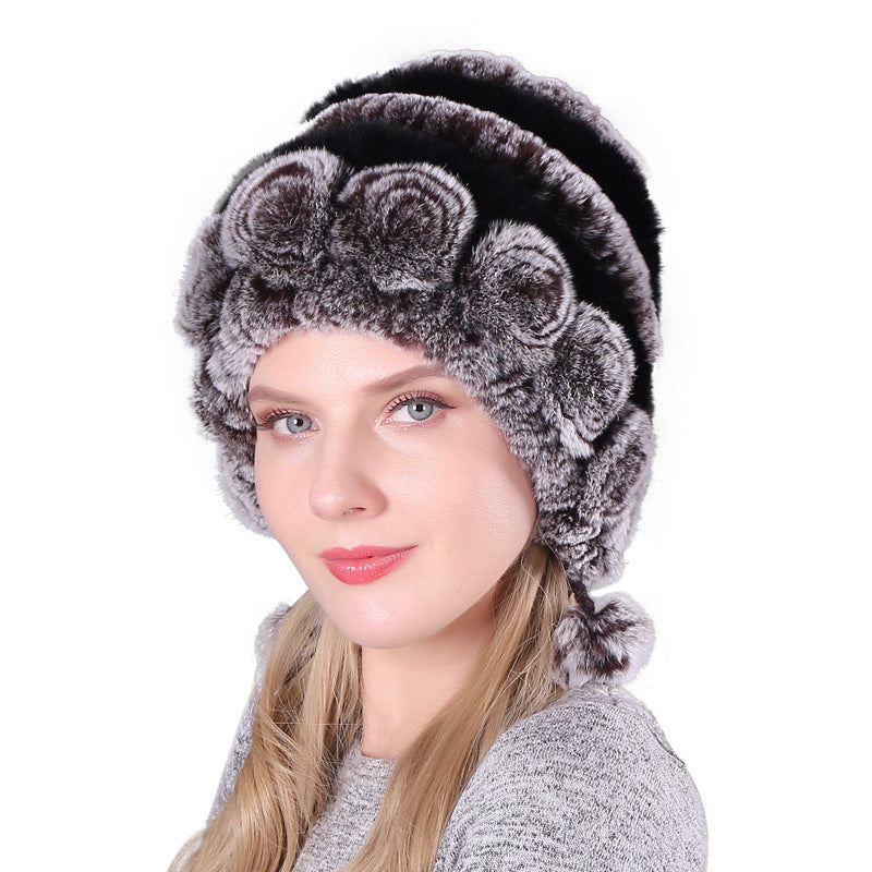 Wholesale Warm Thickened Ear Protection Fur Rex Rabbit Hat