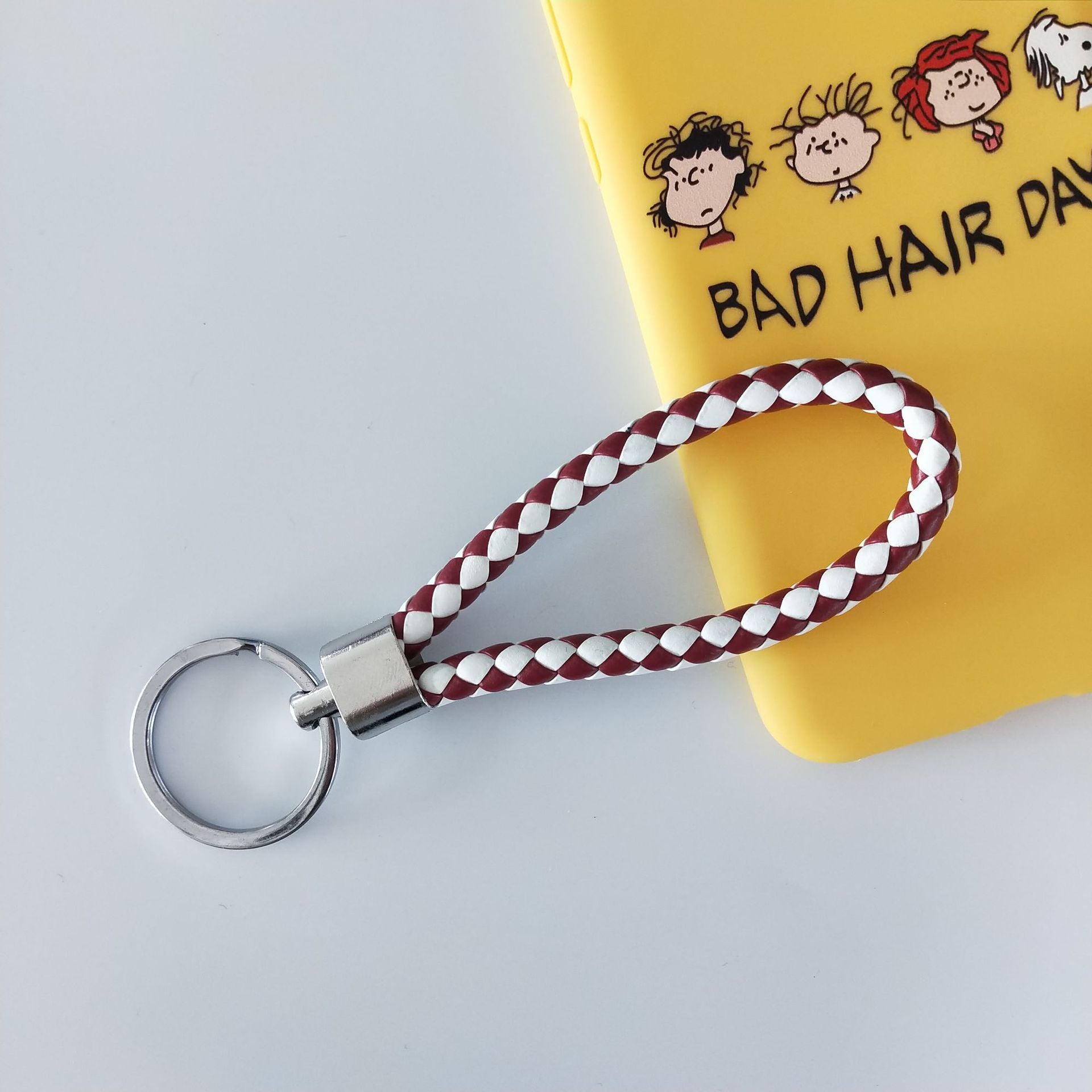 Wholesale Braided Color Leather Rope Keychain