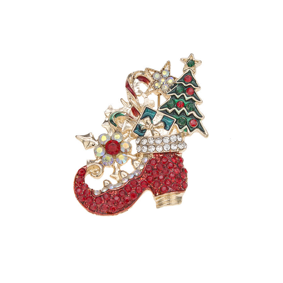 Wholesale Christmas Series Diamond Christmas Boots Clothing Accessories Brooch
