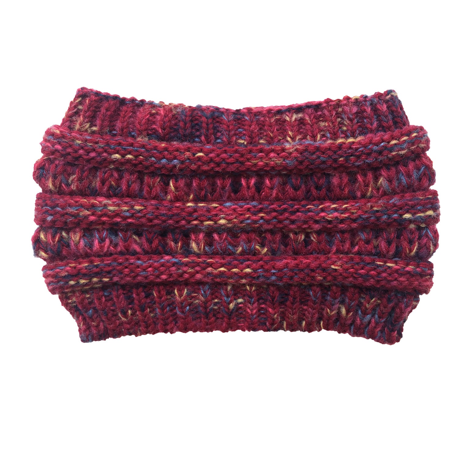 Wholesale Plush Wool Knitted Colorful Ponytail Headband Pullover Hat