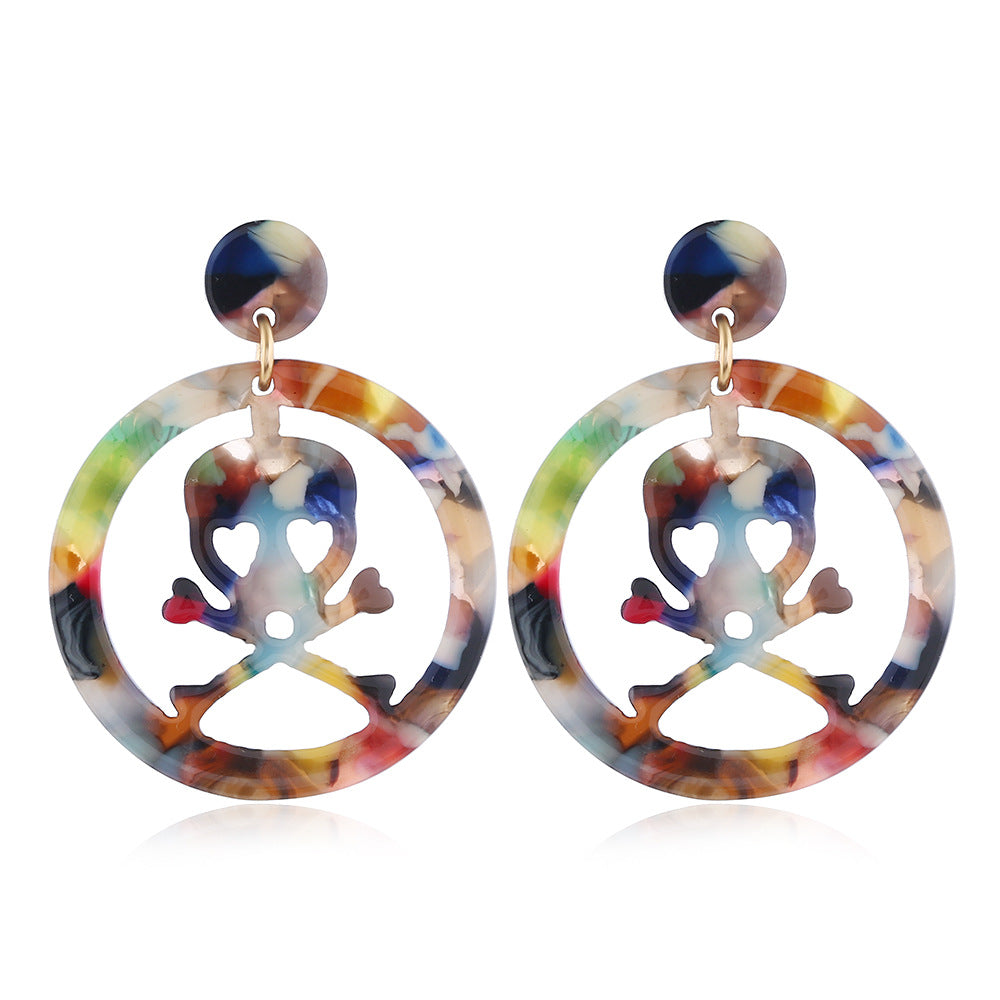 Wholesale Halloween Skull Acetate Earrings