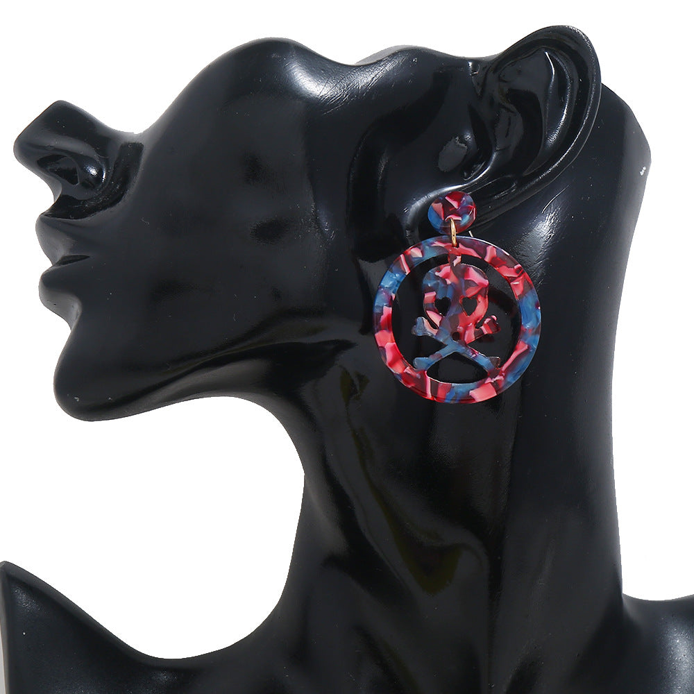 Wholesale Halloween Skull Acetate Earrings